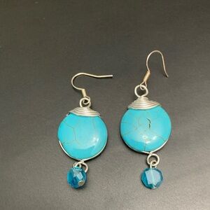 Turquoise and Silver Dangle Earrings